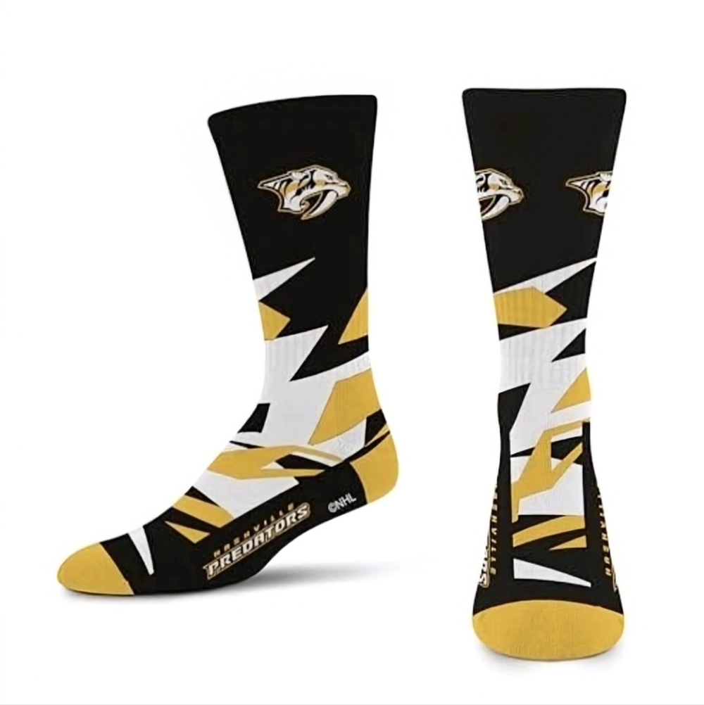 NHL Nashville Predators Black, White and Gold Athletic Socks